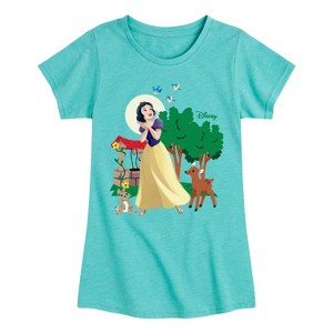 Girls' - Disney Princess - Snow White and Animal Friends Fitted Short Sleeve Graphic T-Shirt - 1 of 4