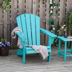FONTOI Adirondack Chairs, Adirondack Chairs with Cup Holder, Outdoor Backyard Chairs with Reclining Seat Back for Garden, Blue, 29.5"*35.5"*34.25" - 1 of 4