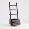 HDZNVF Two Drawer Ladder Bookcase Metal Bar Handles Distressed Grey And Black - 4 of 4