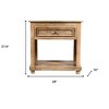 HomeRoots 28" Distressed Natural One Drawer Solid Wood Nightstand - 3 of 4