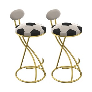 Maliang 2Pcs Round Bar Stools, Modern Velvet Upholstered Counter Chair for Dining Room - 1 of 4