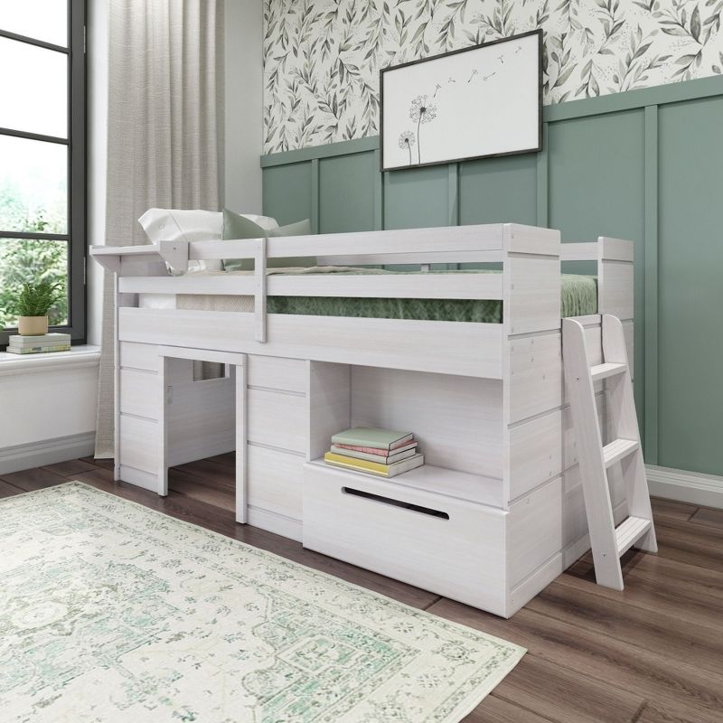 Max & Lily Loft Bed Twin Size Solid Wood Platform Bed Frame for Kids with Storage Drawer, 3 of 7
