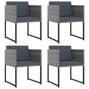 vidaXL 9 Piece Gray Patio Dining Set- Modern Outdoor Poly Rattan Furniture with Comfortable Cushions, Weather-Resistant - 1 of 4
