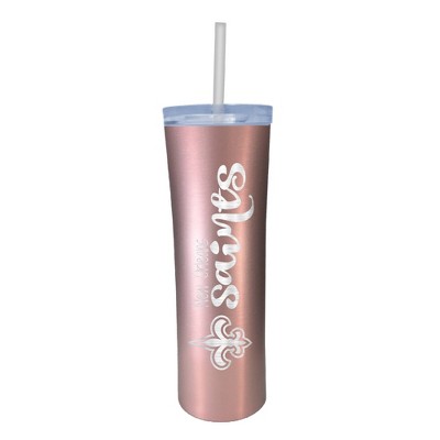 NFL New Orleans Saints 18oz Skinny Tumbler with Straw - Rose Gold