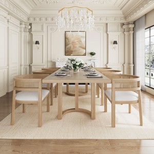 Christopher Knight Home Lythor 7 Piece Cane and Rubberwood Upholstered Dining Set - 1 of 4