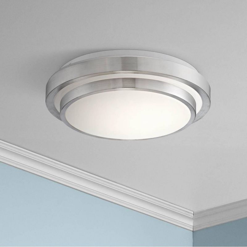 360 Lighting Modern Ceiling Light Flush Mount Fixture LED Silver 13 1/2" Wide Double Tier for Bedroom Kitchen Living Room Hallway, 2 of 7