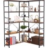 4 Tier L-Shaped Bookshelf, Industrial Bookcase with 4 Open Shelves&2 Curved Panels, Metal Display Shelf, Large Shelving Unit for Bedroom, Living Room - 3 of 4