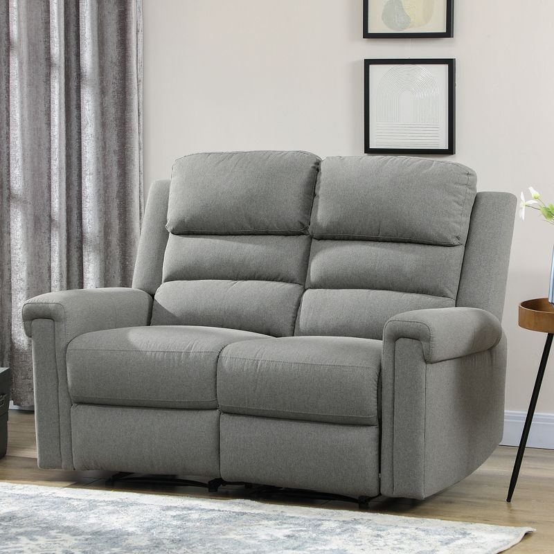 HOMCOM Modern Loveseat Recliner Sofa with Thick Sponge Padding, 2 Seater Couch Recliner Couch Manual Reclining Sofa Loveseat Couch, 4 of 8