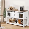 VEVOR Coffee Bar Cabinet, 47.3 x 15.7 x 32.7 in Farmhouse Coffee Bar Cabinet with 4-Tier Storage, Coffee Bar Table with Barn Doors, White - 2 of 4