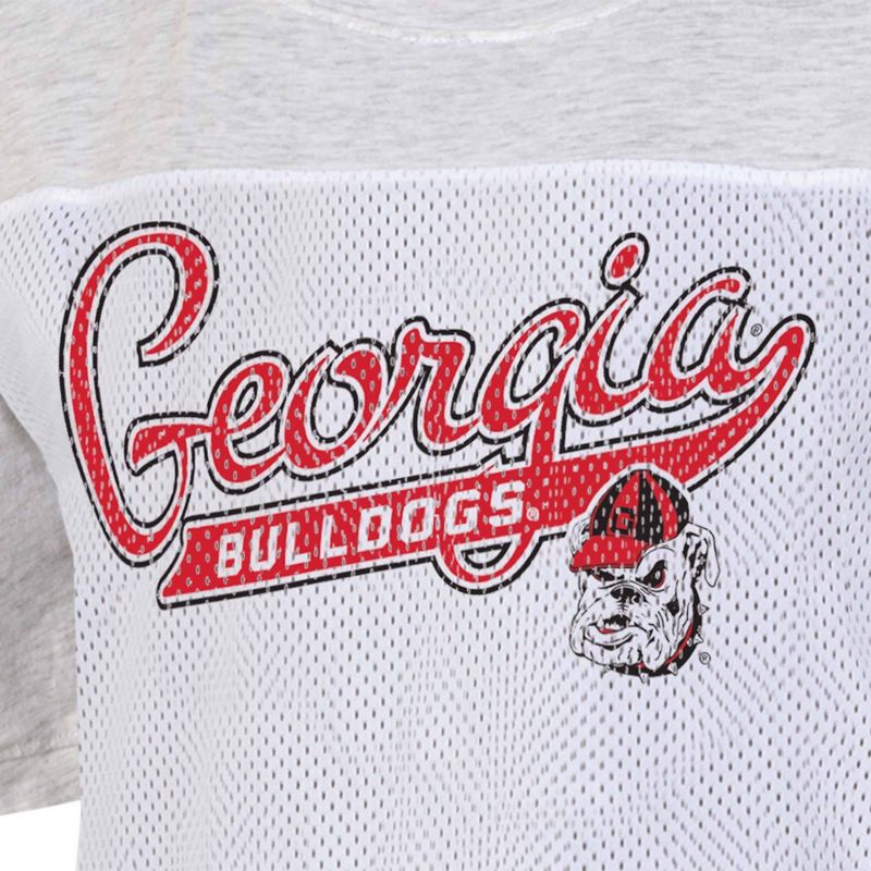 NCAA Georgia Bulldogs Women&#39;s White Mesh Yoke T-Shirt, 3 of 4