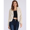 Seta T Women's Fashion Long Sleeve Faux Fur Fluffy Notch Lapel Cropped Jacket - 4 of 4