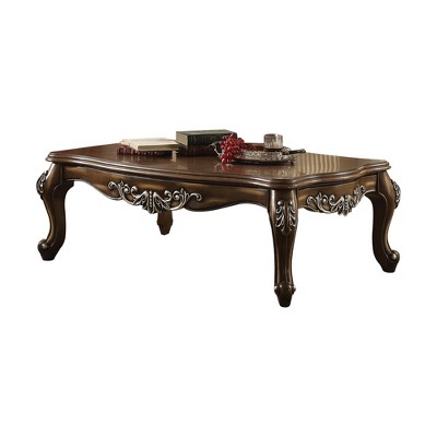 57" Coffee Table with Queen Anne Legs, Scalloped Top, Antique Finish for Living Room