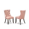 East West Furniture Dallas Parson Kitchen Chairs - Button Tufted Nailhead Trim faux Leather Upholstered Dining Chairs, Set of 2, Distressed Jacobean - 2 of 4