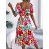 Clearlove Women's Tie Back Square Neck Wrap Ruffle Short Sleeve Waist Cinched Ruffled A-line Dress - 4 of 4