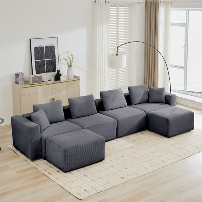 Hyleory Sectional Compression Sofa, Indoor Furniture Convertible Modular Compression Sectional Sofa Set