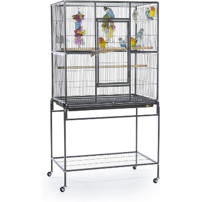 Black Wrought Iron Multi-Level Bird Cage with Stand