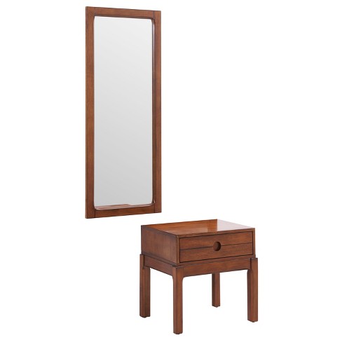 Watson Entryway Mirror And Storage Accent Table Brown Aiden Lane