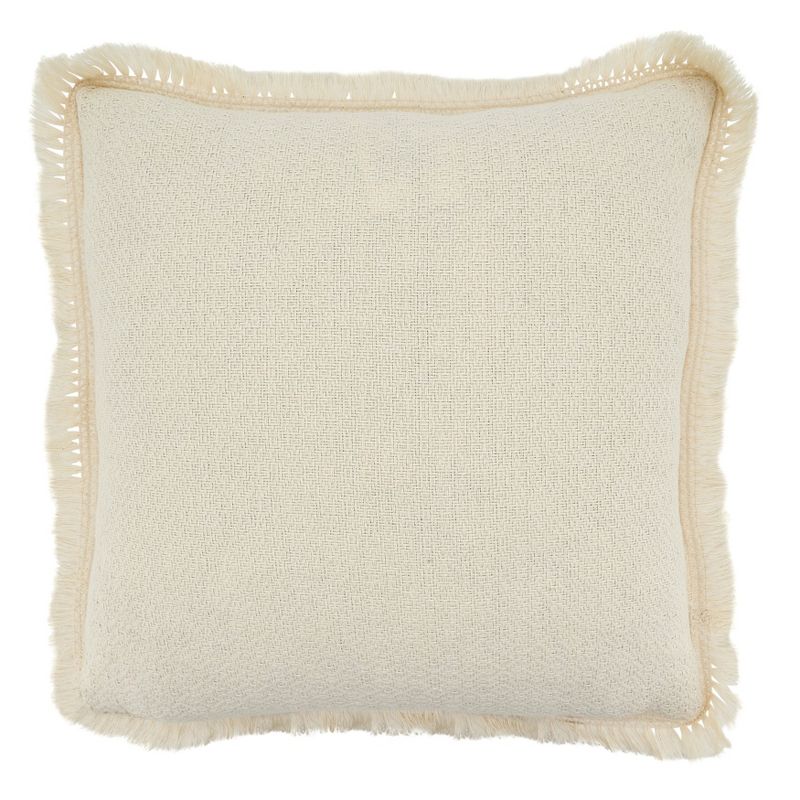 Saro Lifestyle Saro Lifestyle Cotton Pillow Cover With Flower Applique Design, Ivory, 18", 2 of 4