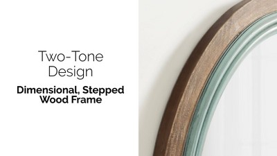Rustic Blue and Brown Round Wood Bathroom Vanity Mirror