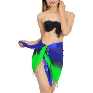 LA LEELA Women's Cover up Sarong Wraps Pareo One Size Cobalt Solid - 1 of 4