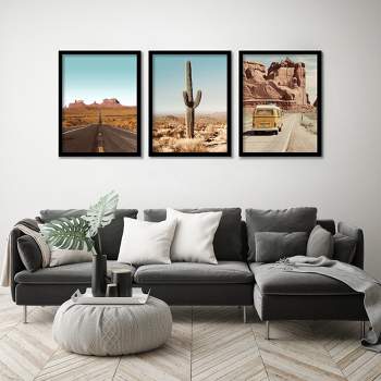Americanflat Botanical Landscape (Set Of 3) Triptych Wall Art Desert Drives Photography By Tanya Shumkina - Set Of 3 Framed Prints