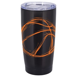 100 North 20 Ounce Stainless Steel On the Go Travel Tumbler With Push Top Lid, Basketball Sketch Black - 1 of 4