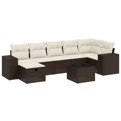 vidaXL Garden Sofa Set Brown