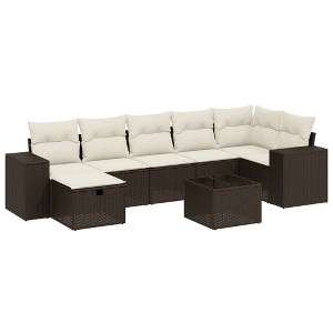 vidaXL Garden Sofa Set Brown - 1 of 4