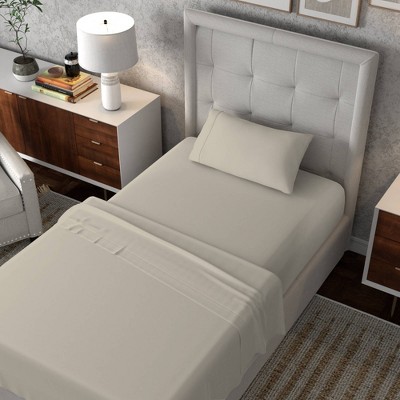 Aireolux Twin Beige Cotton Polyester Microfiber Sheet Set