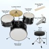 SEVOBAL Drum and Percussion Accessories, 3-Piece Junior Kids Drum Set Kit with Stool, Cymbal, and Full Accessories, Black, 18.9"*16.14"*14.17" - 3 of 4