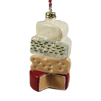 Holiday Ornament 3.75" Cheese Stack Gourmet Swiss Brie Cheddar  -  Tree Ornaments