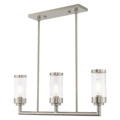 Hillcrest Brushed Nickel Linear Chandelier with Clear Glass Shades