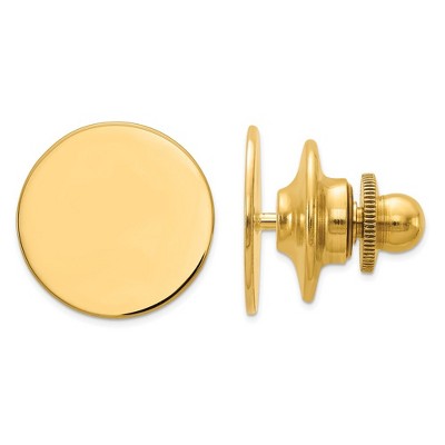 Black Bow Jewelry 14K Yellow Gold Engravable Round Disc Lapel or Tie Pin, 13mm