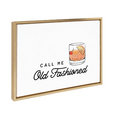 Call Me Old Fashioned Gold Framed Canvas Wall Art