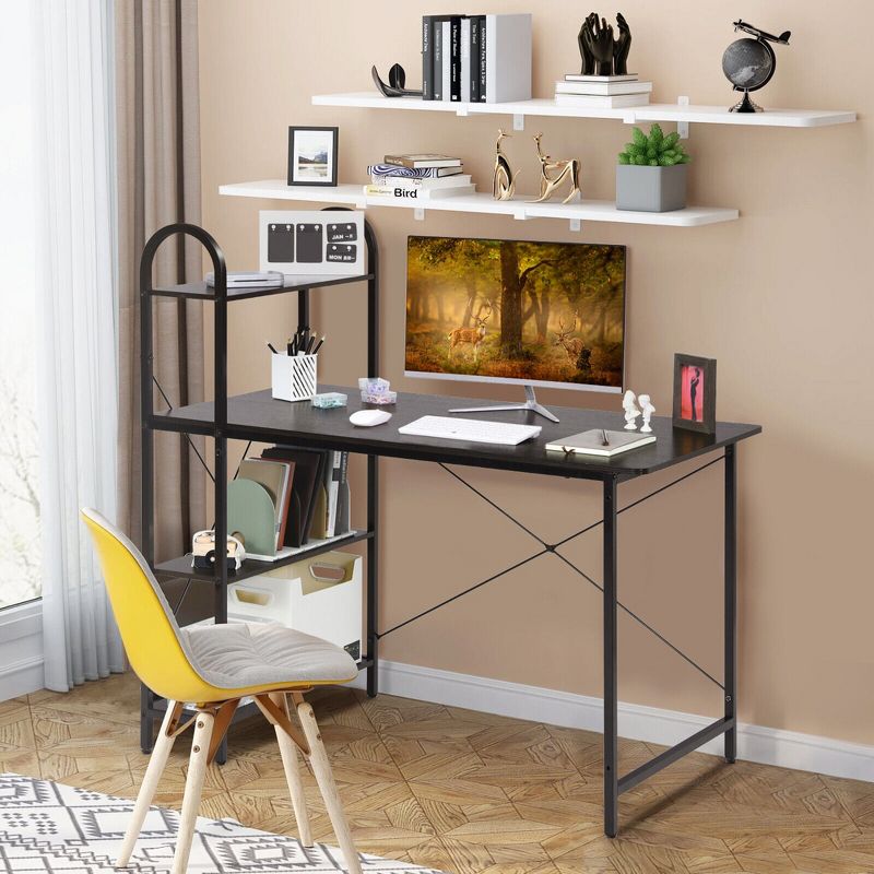 Costway Reversible Computer Desk Study Workstation Home Office 4-tier Bookshelf, 4 of 11