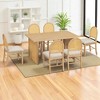 7-Piece Farmhouse Dining Table Set with 59.8" Distressed Oak Veneer Table and 6 Upholstered Rattan Back Chairs, Rustic Kitchen Furniture - 3 of 4