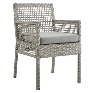 Modway Aura Outdoor Patio Wicker Rattan Dining Armchair - Gray Gray - 1 of 4
