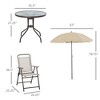 6 Piece Patio Dining Set for 4 with Umbrella, Outdoor Table and Chairs with 4 Folding Dining Chairs & Round Glass Table - 3 of 4