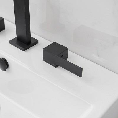 Matte Black Widespread Double Handle Bathroom Faucet with Drain Kit