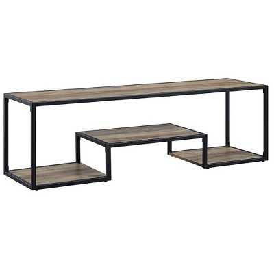 Acme Furniture Idella TV Stand for TVs up to 59" and Consoles Rustic Oak/Black: Sturdy Media Console with Fixed Shelves