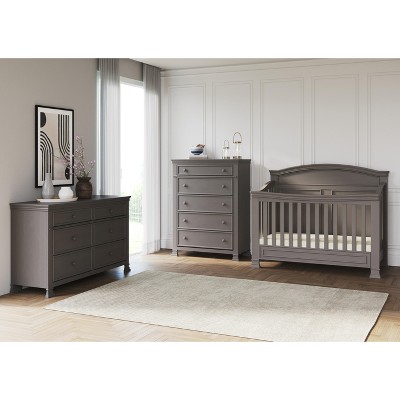 Child Craft Westgate 4-in-1 Convertible Crib, Double Dresser, Chest, and Nightstand 4-Piece Nursery Set, Arrives Fully Assembled