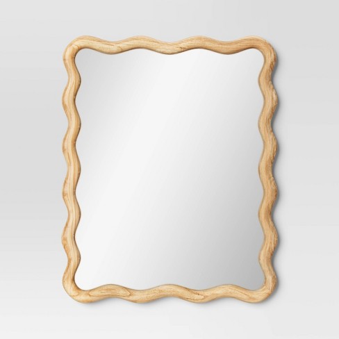 24"x 30" Scalloped Wall Mirror Natural Wood - Threshold™: Modern Style ...