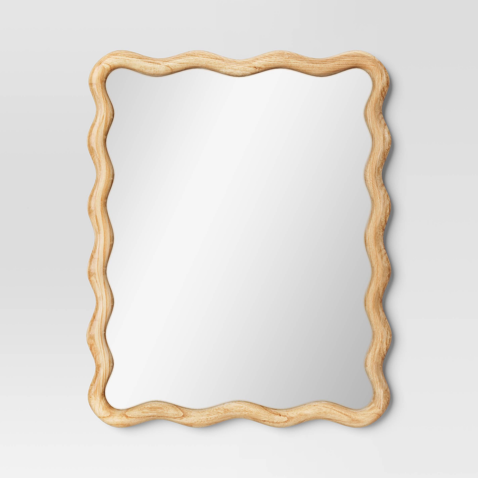 24"x 30" Scalloped Wall Mirror Natural Wood - Threshold™
