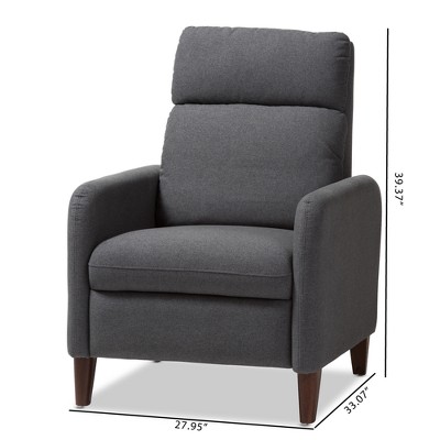 Casanova Mid-Century Modern Gray Fabric Recliner Chair