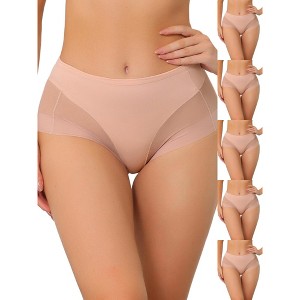 INSPIRE CHIC Women's Laser Cut Mesh Soft High-Rise Solid Stretchy Briefs 6 Packs - 1 of 4