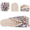 Perphy Women's Peep Toe Pearl Decor Slip-on Flat Slides Mules - 3 of 4