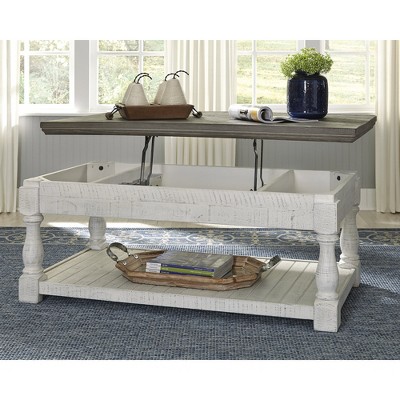 Contemporary Dual-Tone Lift-Top Coffee Table with Hidden Storage