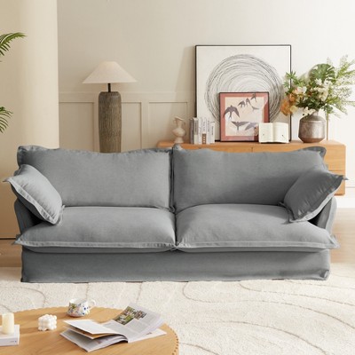 87.4''W Sofa Couch, 3-seat Deep Seat Cloud Couches, Upholstered Accent Sofa Chair with Multiple Pillows for Living Room -ModernLuxe