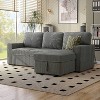 HOMES: Inside + Out Paeke Sleeper Sectional Sofa Corduroy with Storage Chaise and Reversible Dark Gray - 2 of 4