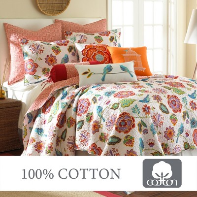 Abigail Twin Reversible Cotton Quilt Set in Red and Orange